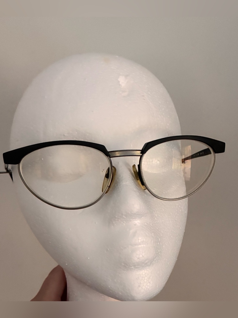 Jean Lafont Paris Cat-Eye Metal & Black Eyeglasses - vintage